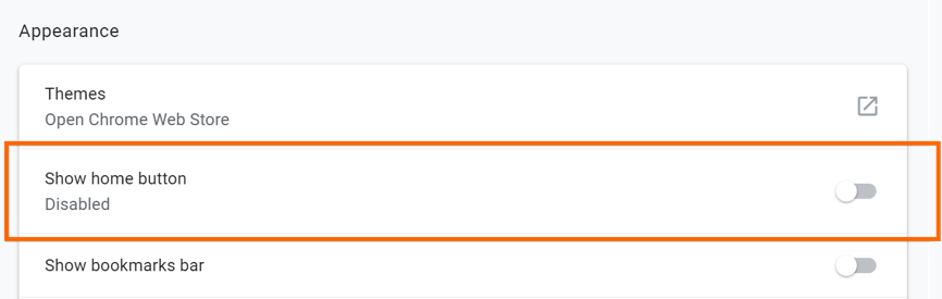 在 Chrome 中启用主页按钮