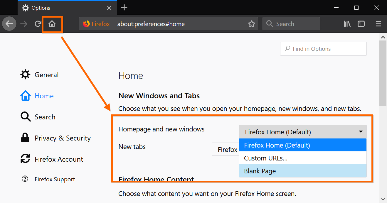 设置 Firefox 主页