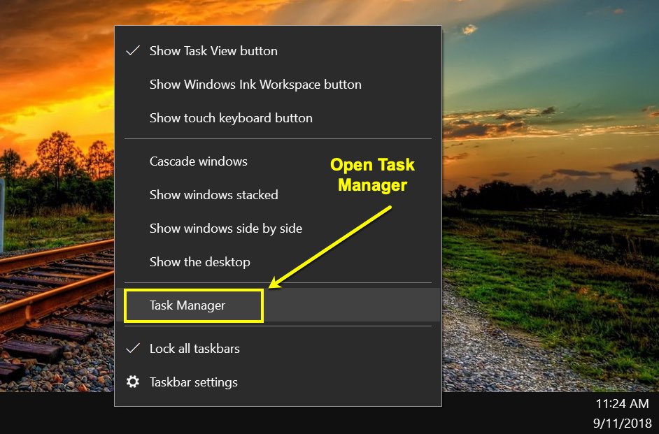 在 Windows 10 中打开任务管理器