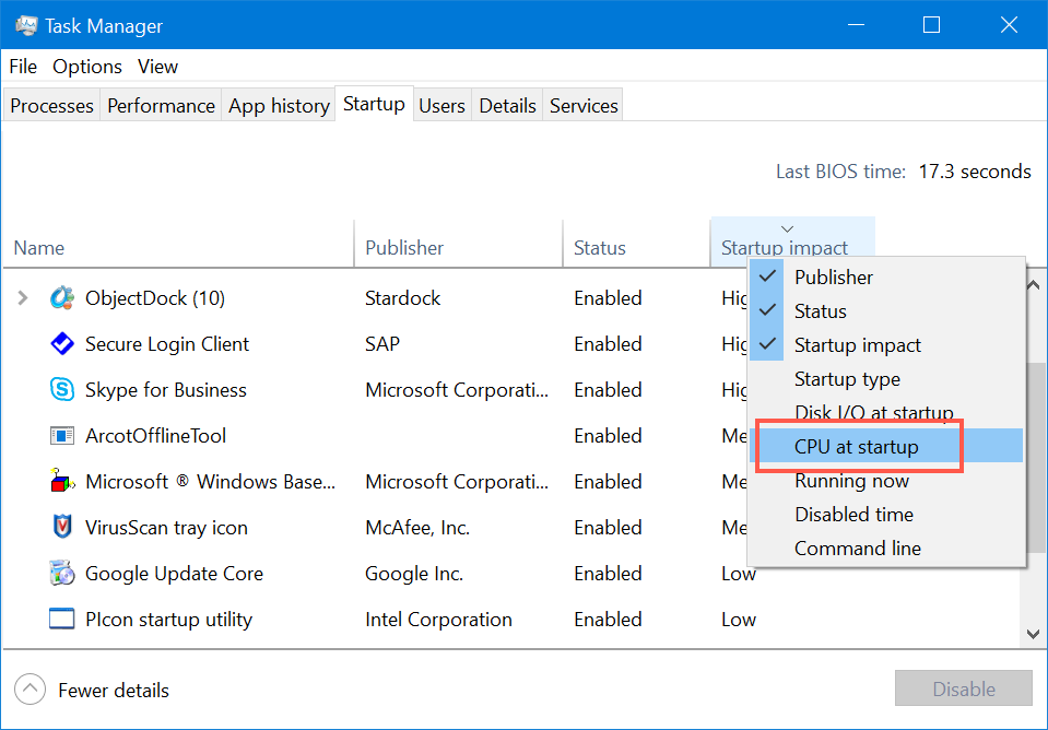 启动时检查 CPU 消耗