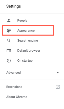Chrome 设置主菜单