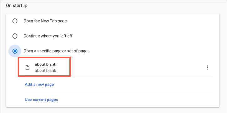 在 Chrome 中设置空白启动页