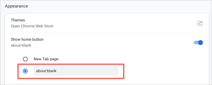 在 Chrome 中设置空白主页