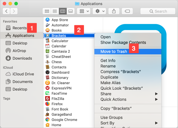 从应用程序文件夹移至垃圾箱