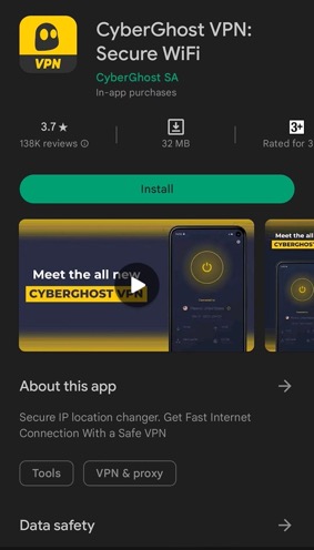 适用于 Android 的 CyberGhost VPN