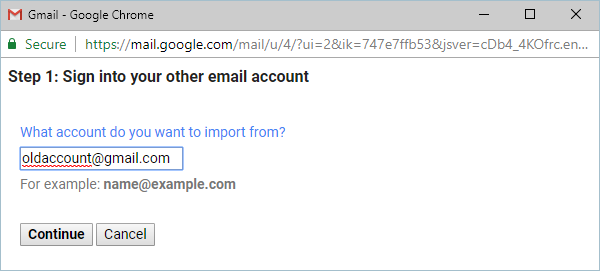 输入旧电子邮件地址