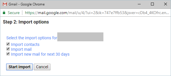 Gmail 导入选项