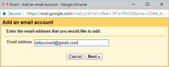 输入以前的电子邮件地址