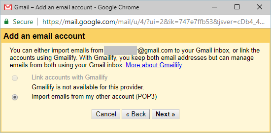 检查导入电子邮件选项