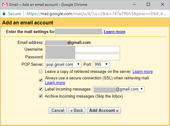 使用设置添加电子邮件帐户