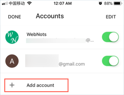 在 iOS 应用中添加多个 Gmail 帐户