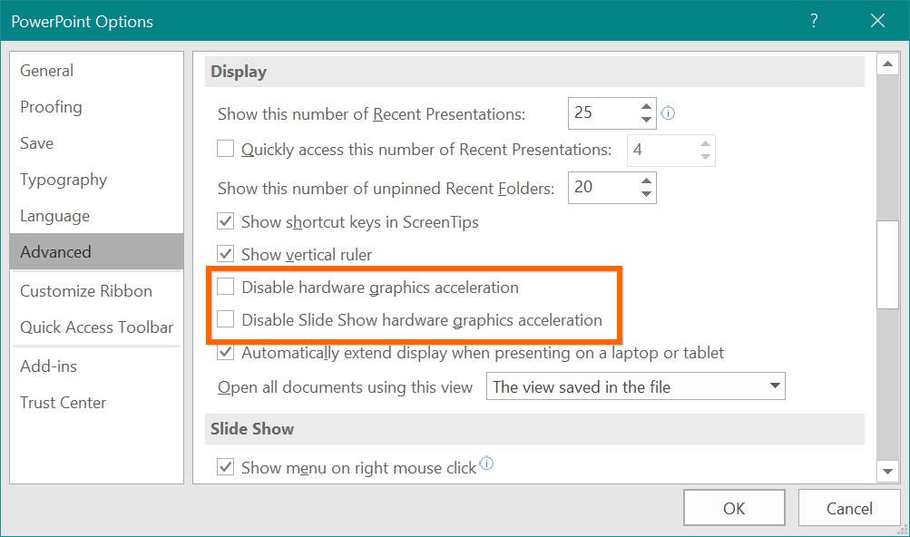 PowerPoint 硬件加速