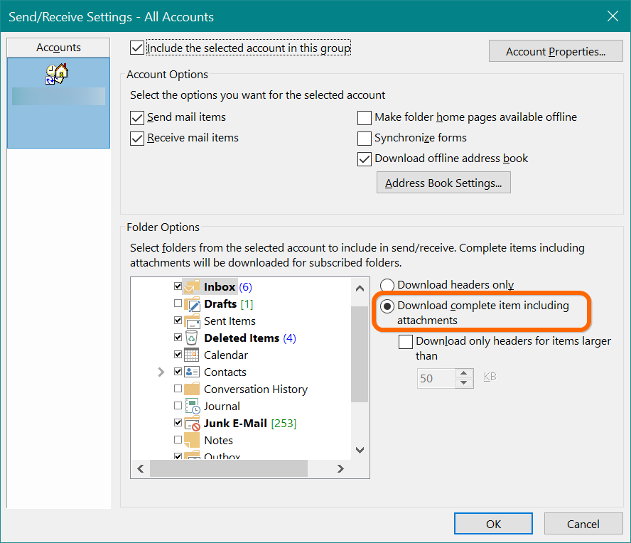 在 Outlook 中下载完整项目