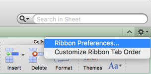 Open the Ribbon Preferences in Mac Excel