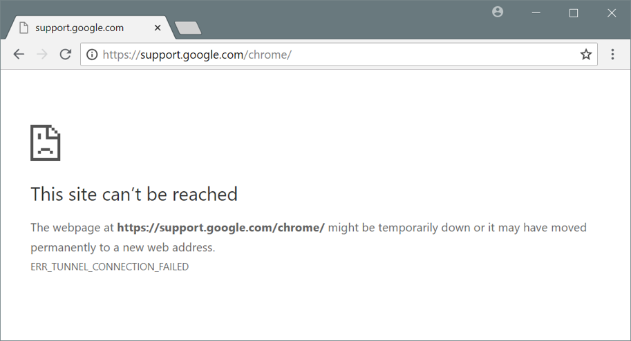 Google Chrome 中的错误隧道连接失败