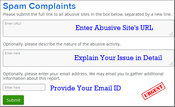 Weebly 垃圾邮件投诉