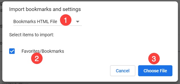 从 HTML 文件导入书签