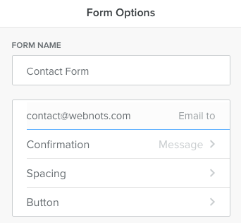 Weebly 联系表格选项