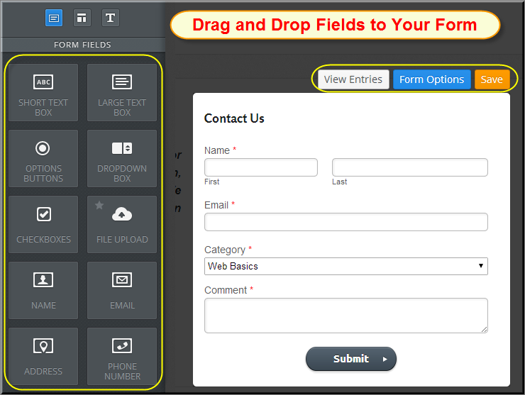 以 Weebly 形式拖放字段