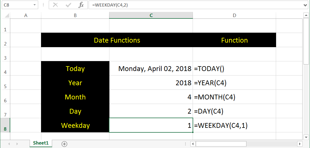 Excel 日期函数