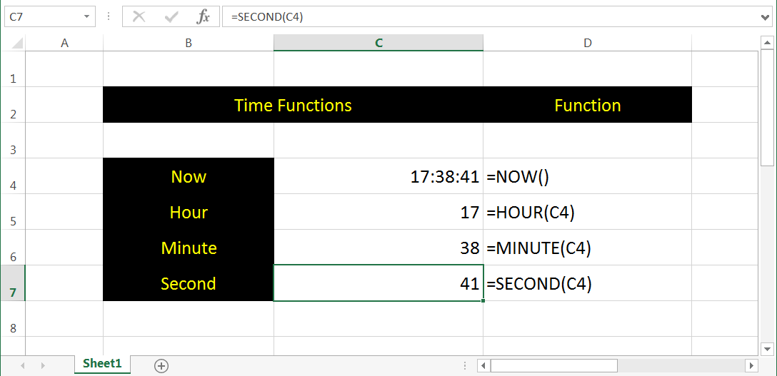 Excel 时间函数