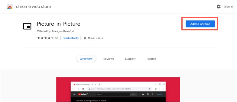 将 PIP 扩展添加到 Chrome
