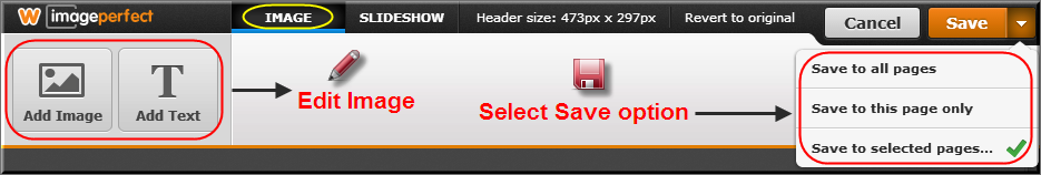 Weebly 标题图像编辑选项