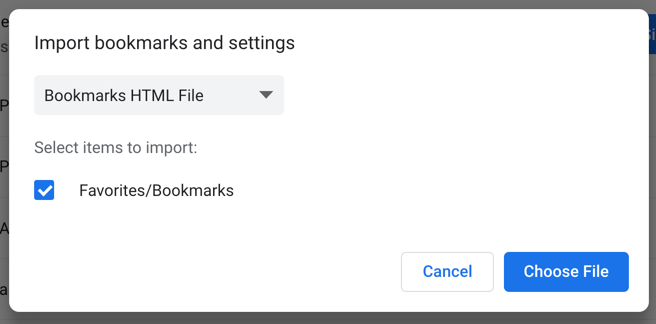 从 HTML 文件导入书签