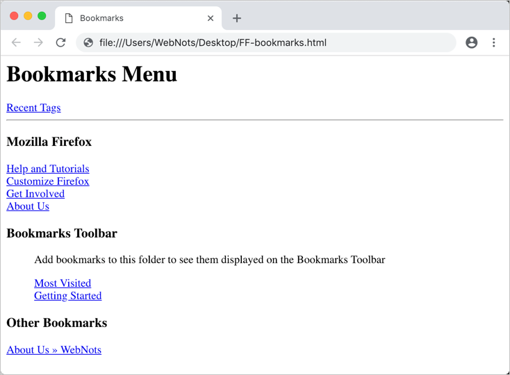 导入的 HTML Firefox 书签