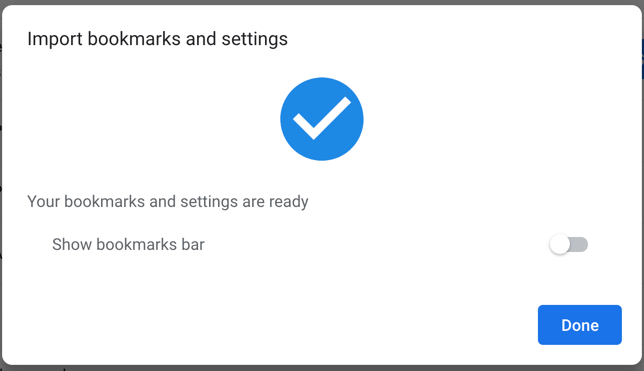 导入后的成功消息