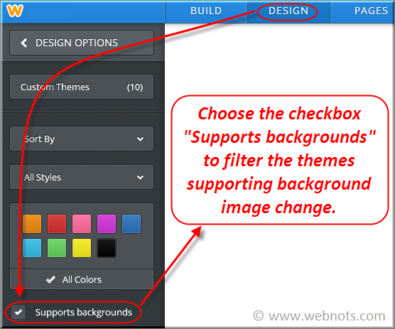 过滤支持 BG 图像更改的 Weebly 主题