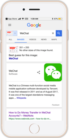 在移动设备中反向图像搜索结果