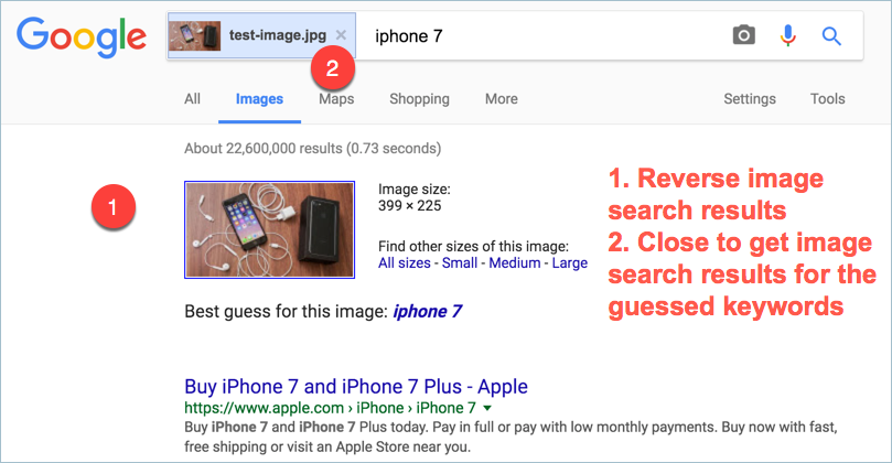 反向图像搜索结果