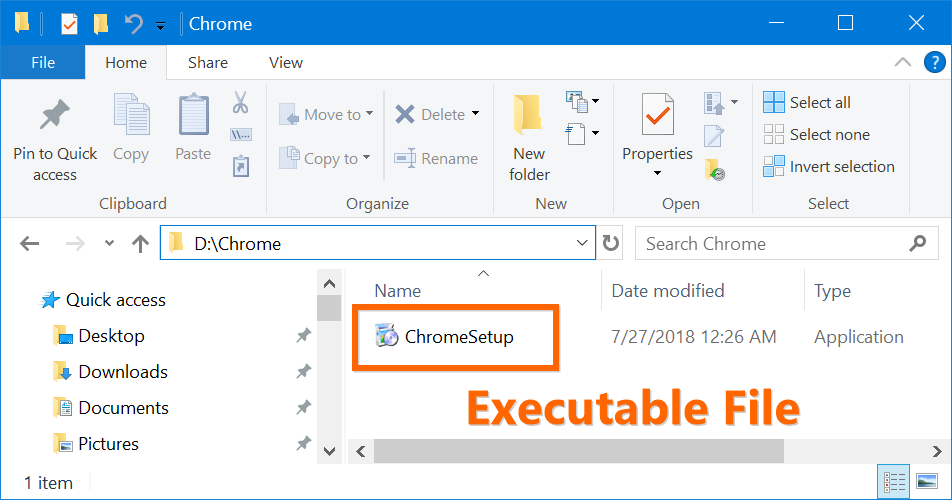 Windows 中的 Chrome 可执行安装文件