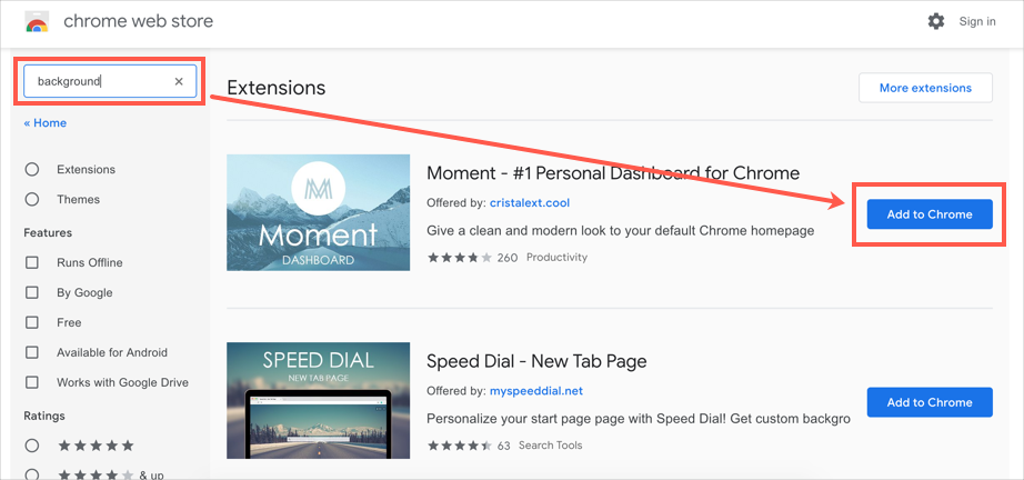 在 Chrome 中安装后台扩展程序