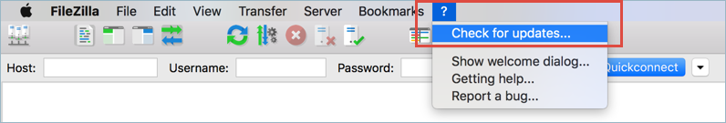 检查 FileZilla 中的更新