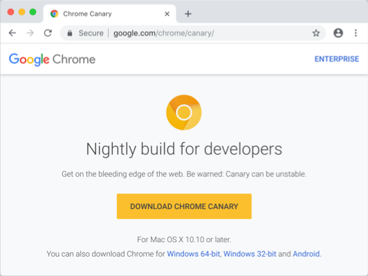 安装 Chrome 金丝雀版