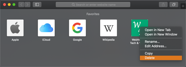 在 Safari Mac 上删除收藏夹