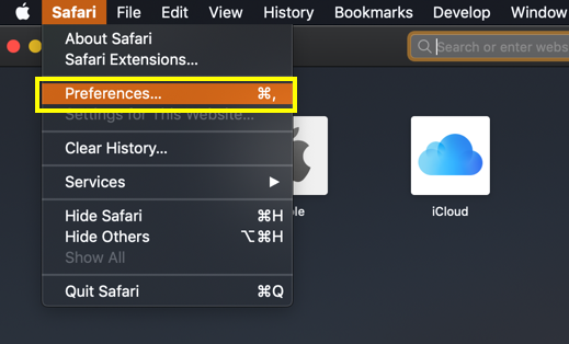 转到 macOS 中的 Safari 偏好设置