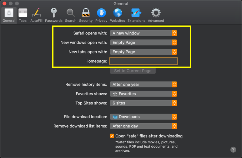 为新选项卡和新窗口页面选择空页面