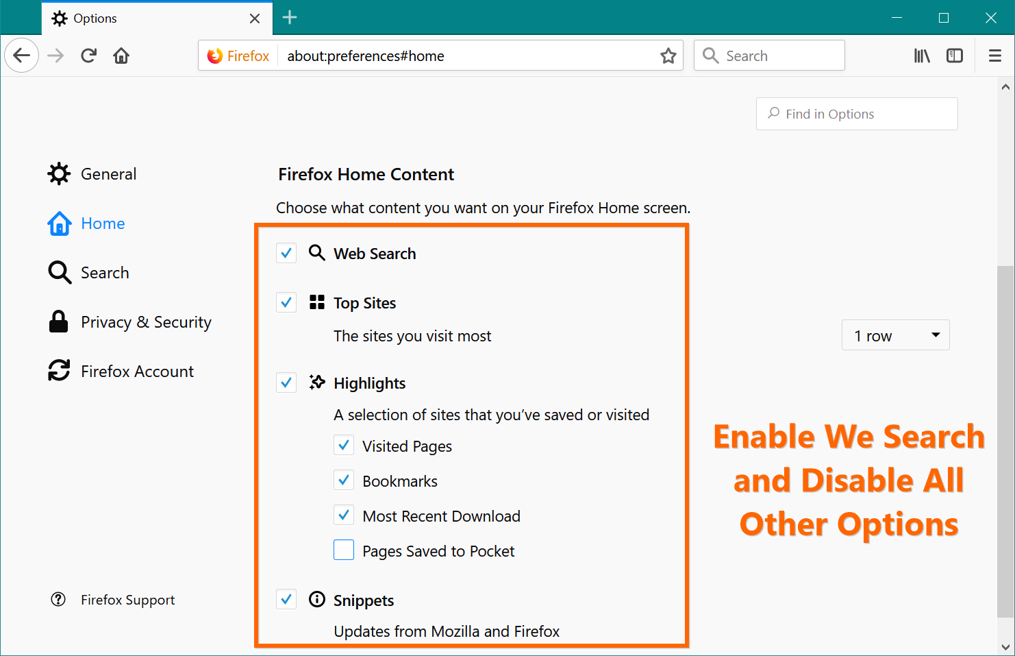 Firefox 主页内容部分