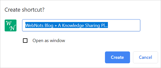在 Chrome 中创建桌面快捷方式