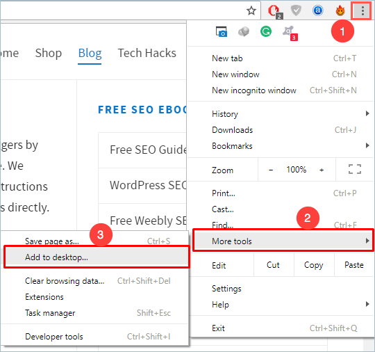 添加到桌面快捷菜单