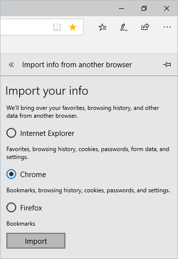 选择浏览器并导入