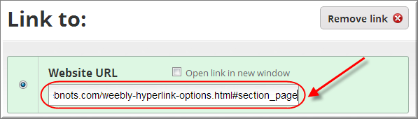 Weebly 页面的链接部分