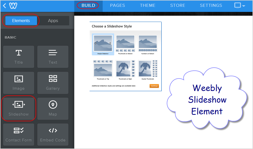 Weebly 幻灯片元素