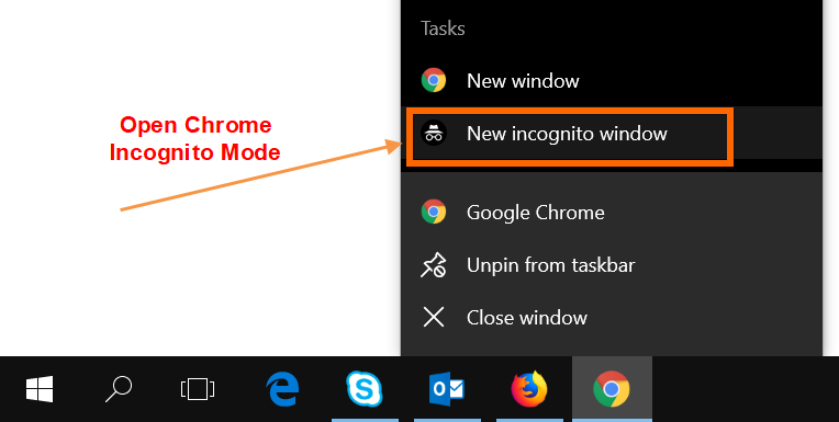 从固定应用打开隐身模式