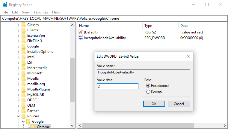 在 Chrome 中强制使用隐身模式