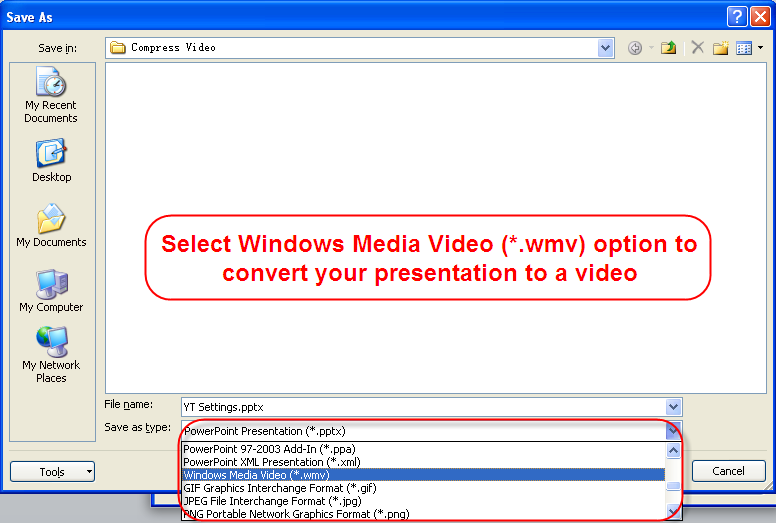 将 PowerPoint 演示文稿另存为视频
