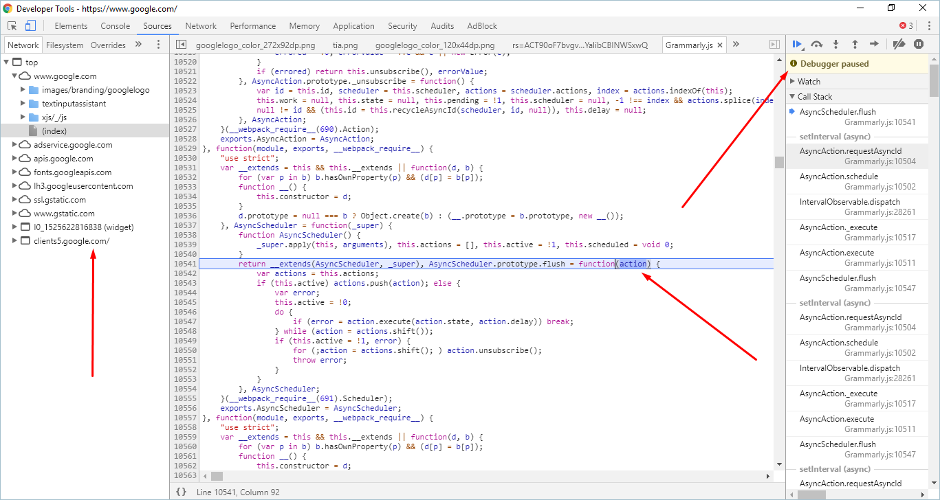 Chrome 开发者工具中的源代码面板